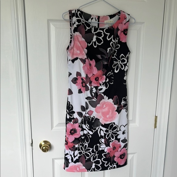 Floral Sleeveless Dress - Pink and Black - Picture 1 of 10